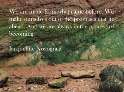 We are made from what came before. We make ourselves out of the promises that lie ahesd. And we are always in the process of becoming. Jacqueline Novogratz